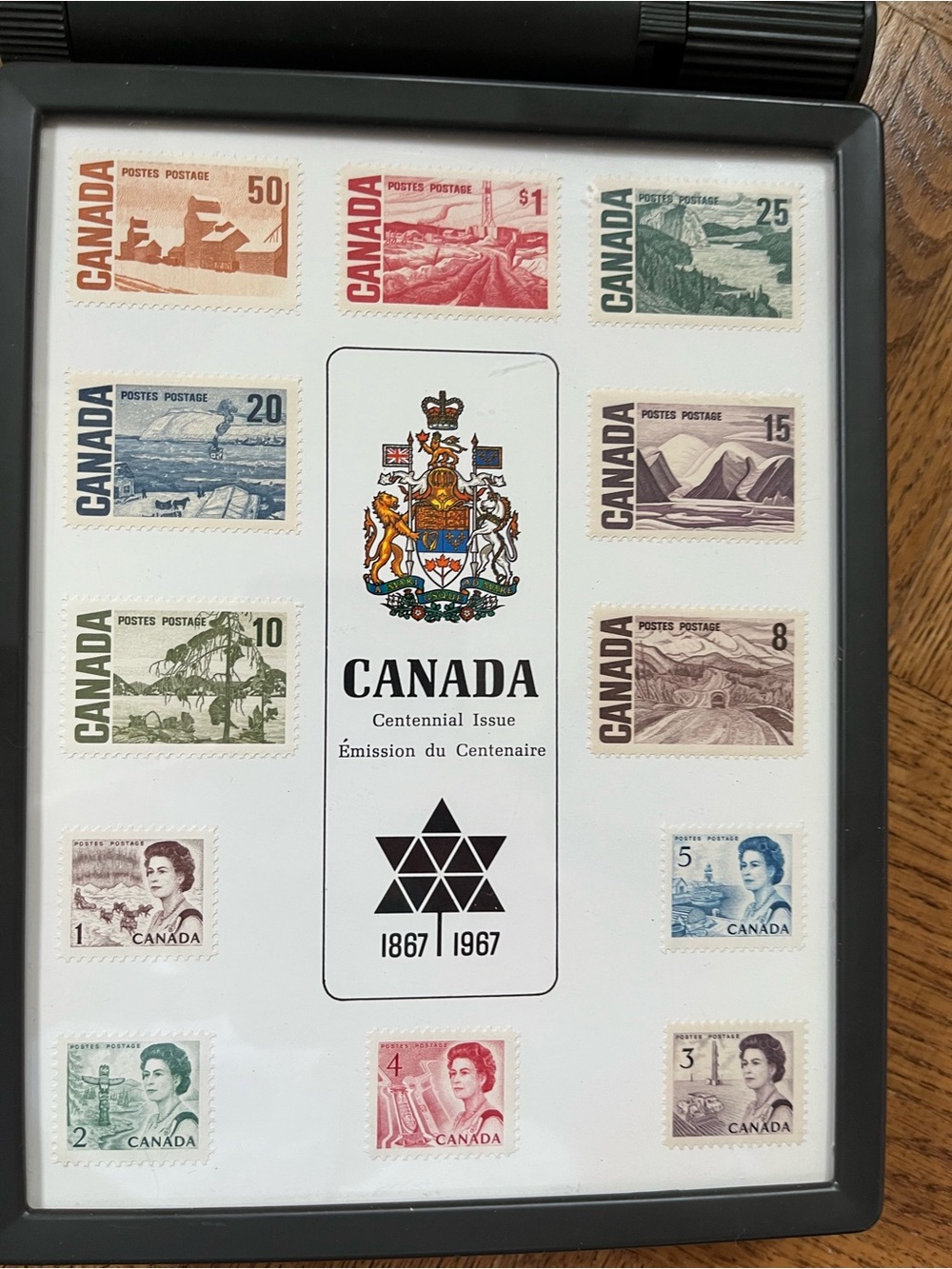 Framed Canadian Centennial Stamp Collection - Multi-Color